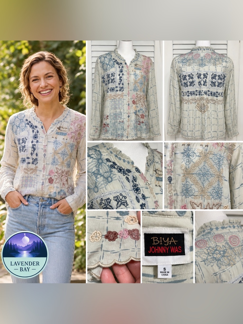 Biya Johnny Was Embroidered Silk Blouse • Size S
